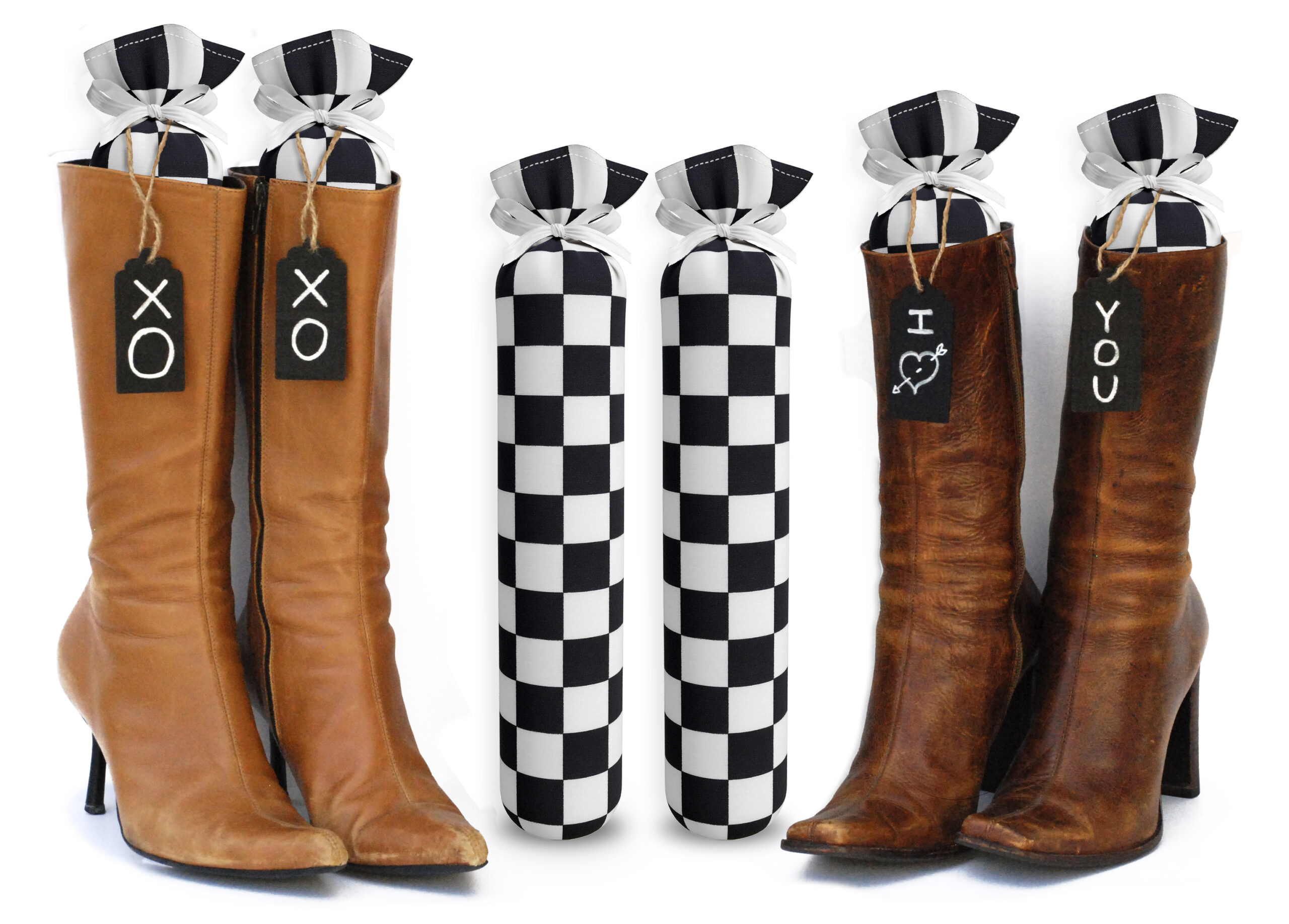 My Boot Trees, Boot Shaper Stands for Closet Organization. Many Patterns to  Choose from. 1 Pair. (Black and White Checkers)