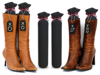 Set of 15” black fabric My Boot Trees boot inserts designed to keep boots standing upright and organized.